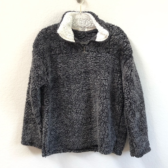 12th Tribe Sherpa Halp Zip Pullover Charcoal - Picture 2 of 5
